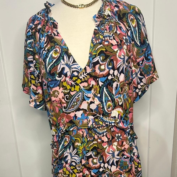 Anthropologie Multicolor Paisley Floral Mini Dress - Picture 6 of 9